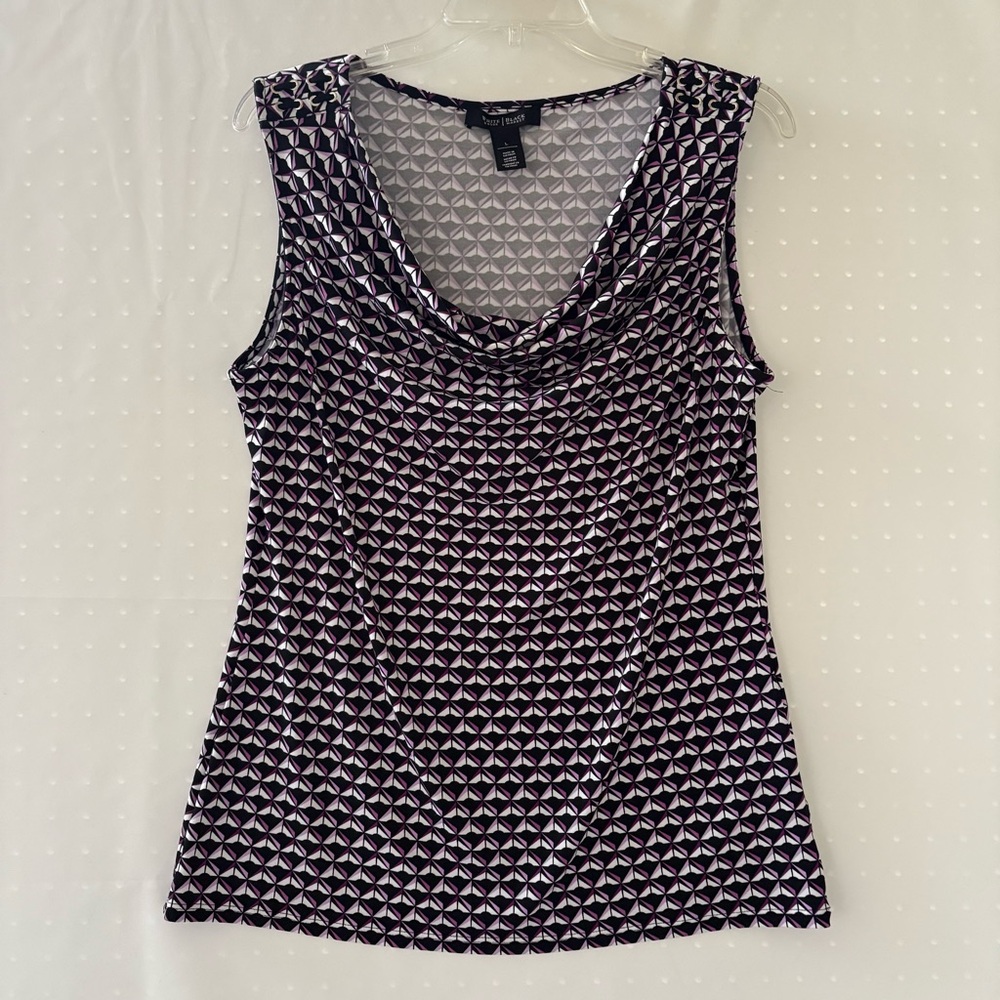 White House Black Patterned Tank Top. 
Size L. INV25/145